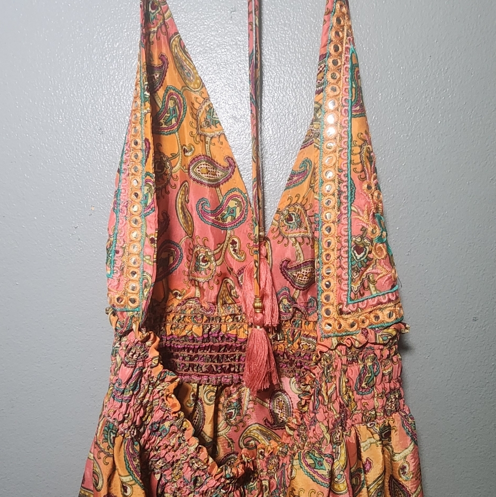 Zury Boho Paisley Silk-Blend Dress – Free Size – Made in India - Picture 9 of 10